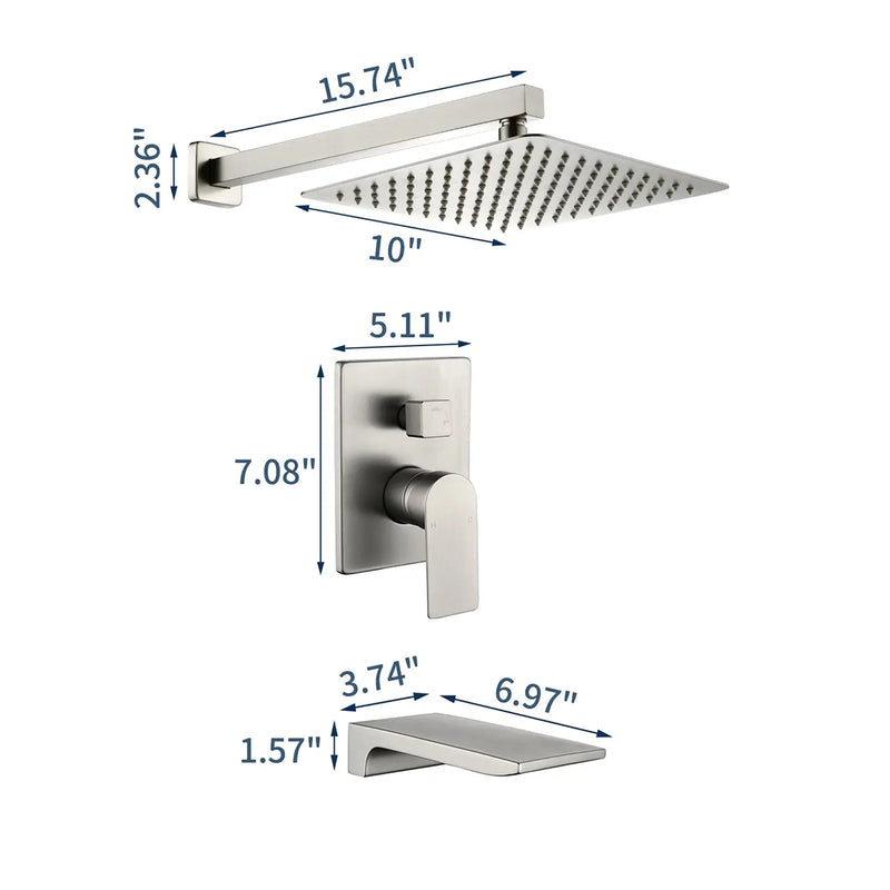 Tub and Shower Faucet Set Shower System with 10-Inch Rain Shower Head and Waterfall Tub Faucet Wall Mount Shower Valve and Trim Kit Included shamanda-shower-system-with-waterfall-tub-spout-and-handheld-shower-head-12-rain-shower-faucet-sets-complete-with-shower-round-in-valve-and-trim-wall-mounted 