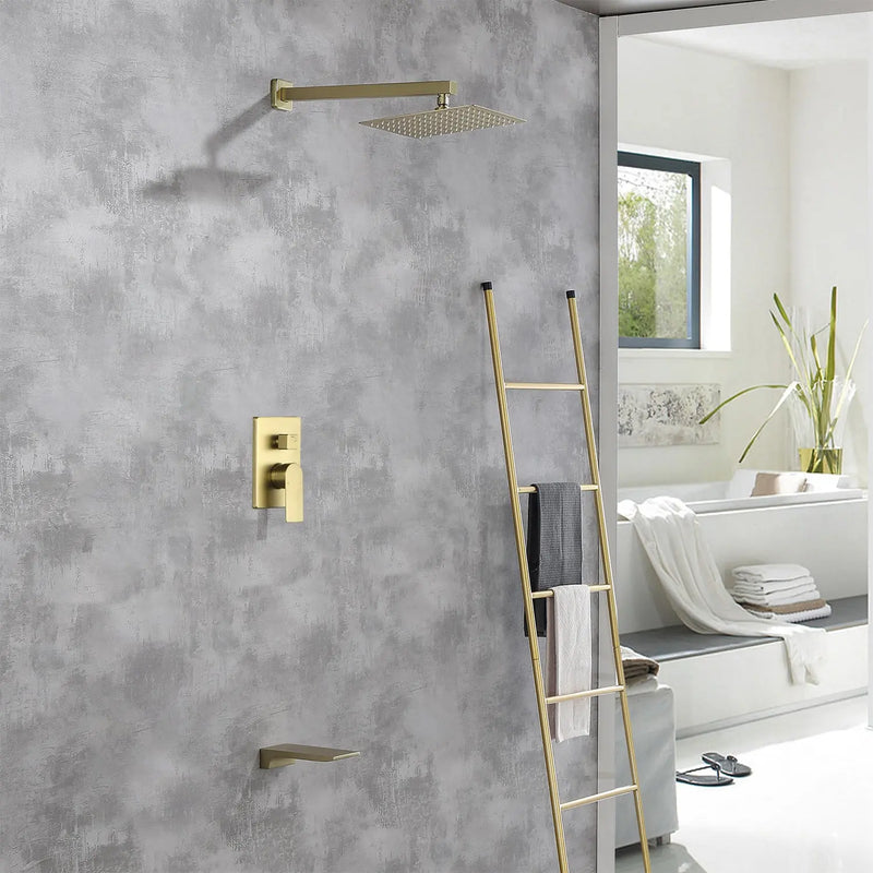 Tub and Shower Faucet Set Shower System with 10-Inch Rain Shower Head and Waterfall Tub Faucet Wall Mount Shower Valve and Trim Kit Included shamanda-shower-system-with-waterfall-tub-spout-and-handheld-shower-head-12-rain-shower-faucet-sets-complete-with-shower-round-in-valve-and-trim-wall-mounted 