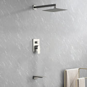 Tub and Shower Faucet Set Shower System with 10-Inch Rain Shower Head and Waterfall Tub Faucet Wall Mount Shower Valve and Trim Kit Included shamanda-shower-system-with-waterfall-tub-spout-and-handheld-shower-head-12-rain-shower-faucet-sets-complete-with-shower-round-in-valve-and-trim-wall-mounted 