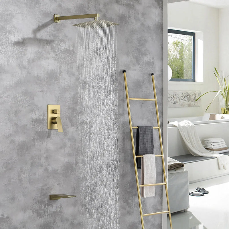 Tub and Shower Faucet Set Shower System with 10-Inch Rain Shower Head and Waterfall Tub Faucet Wall Mount Shower Valve and Trim Kit Included shamanda-shower-system-with-waterfall-tub-spout-and-handheld-shower-head-12-rain-shower-faucet-sets-complete-with-shower-round-in-valve-and-trim-wall-mounted 