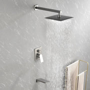 Tub and Shower Faucet Set Shower System with 10-Inch Rain Shower Head and Waterfall Tub Faucet Wall Mount Shower Valve and Trim Kit Included shamanda-shower-system-with-waterfall-tub-spout-and-handheld-shower-head-12-rain-shower-faucet-sets-complete-with-shower-round-in-valve-and-trim-wall-mounted 