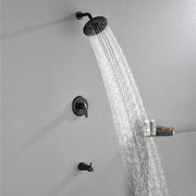 Tub and Shower Trim Kit with 8 Inches 6-mode Shower Head, Wall Mounted Rainfall Shower Combo Set with Diverter Tub Spout shower-faucet-set-complete-with-tub-spout-single-function-shower-trim-kit-with-9-inches-shower-head-rainfall-shower-combo-set-wall-mounted-shower-system 
