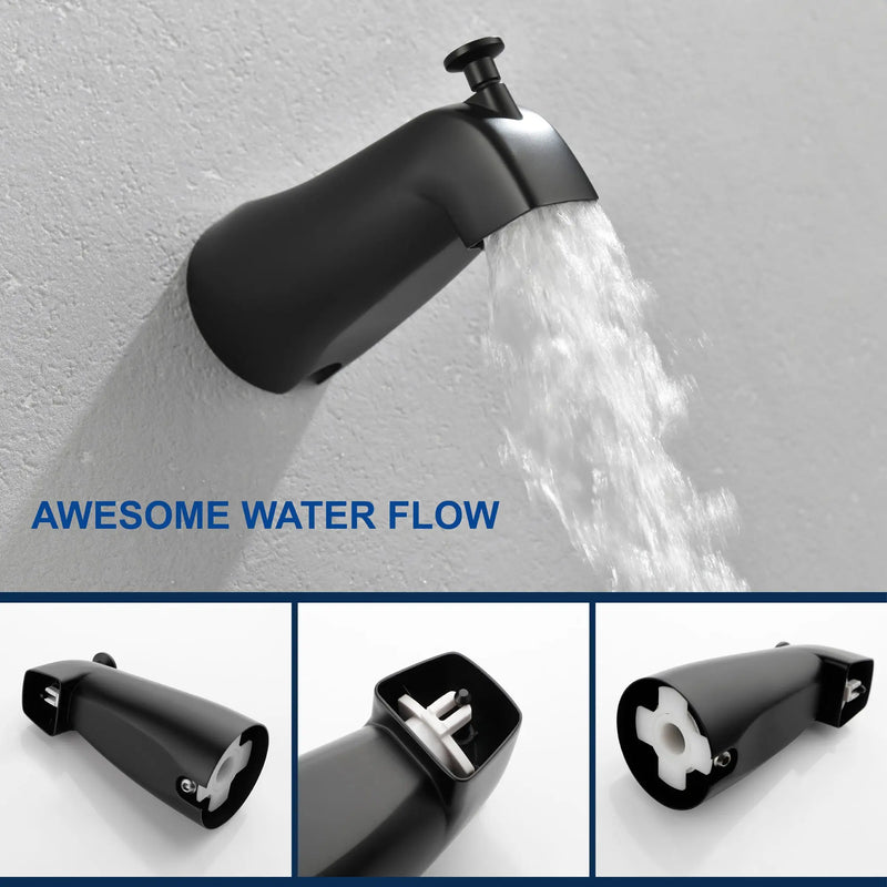 Tub and Shower Trim Kit with 8 Inches 6-mode Shower Head, Wall Mounted Rainfall Shower Combo Set with Diverter Tub Spout shower-faucet-set-complete-with-tub-spout-single-function-shower-trim-kit-with-9-inches-shower-head-rainfall-shower-combo-set-wall-mounted-shower-system 