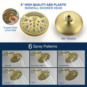Tub and Shower Trim Kit with 8 Inches 6-mode Shower Head, Wall Mounted Rainfall Shower Combo Set with Diverter Tub Spout shower-faucet-set-complete-with-tub-spout-single-function-shower-trim-kit-with-9-inches-shower-head-rainfall-shower-combo-set-wall-mounted-shower-system 