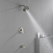 Tub and Shower Trim Kit with 8 Inches 6-mode Shower Head, Wall Mounted Rainfall Shower Combo Set with Diverter Tub Spout shower-faucet-set-complete-with-tub-spout-single-function-shower-trim-kit-with-9-inches-shower-head-rainfall-shower-combo-set-wall-mounted-shower-system 