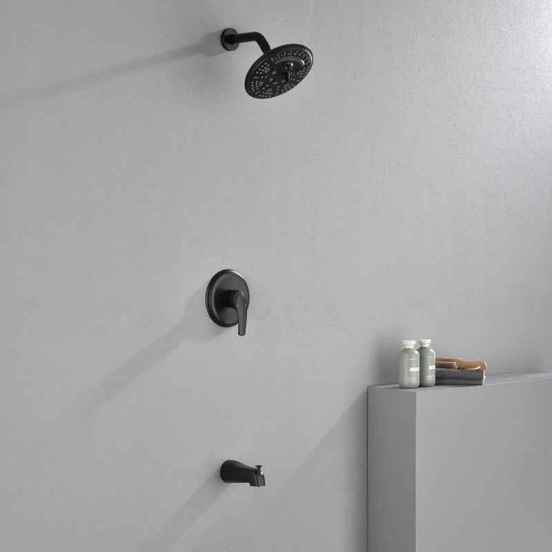 Tub and Shower Trim Kit with 8 Inches 6-mode Shower Head, Wall Mounted Rainfall Shower Combo Set with Diverter Tub Spout shower-faucet-set-complete-with-tub-spout-single-function-shower-trim-kit-with-9-inches-shower-head-rainfall-shower-combo-set-wall-mounted-shower-system 