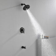 Tub and Shower Trim Kit with 8 Inches 6-mode Shower Head, Wall Mounted Rainfall Shower Combo Set with Diverter Tub Spout shower-faucet-set-complete-with-tub-spout-single-function-shower-trim-kit-with-9-inches-shower-head-rainfall-shower-combo-set-wall-mounted-shower-system 