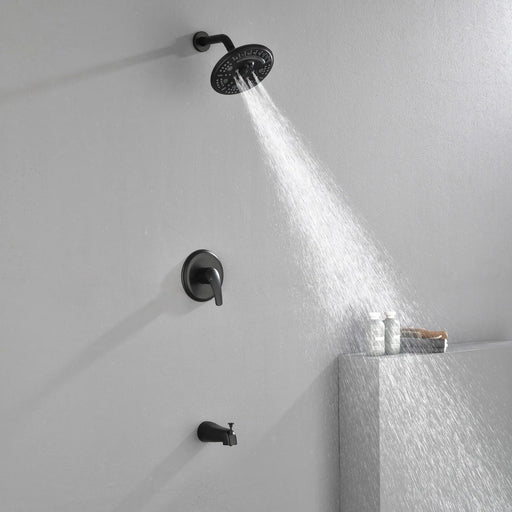 Tub and Shower Trim Kit with 8 Inches 6-mode Shower Head, Wall Mounted Rainfall Shower Combo Set with Diverter Tub Spout shower-faucet-set-complete-with-tub-spout-single-function-shower-trim-kit-with-9-inches-shower-head-rainfall-shower-combo-set-wall-mounted-shower-system 