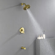 Tub and Shower Trim Kit with 8 Inches 6-mode Shower Head, Wall Mounted Rainfall Shower Combo Set with Diverter Tub Spout shower-faucet-set-complete-with-tub-spout-single-function-shower-trim-kit-with-9-inches-shower-head-rainfall-shower-combo-set-wall-mounted-shower-system 