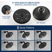 Tub and Shower Trim Kit with 8 Inches 6-mode Shower Head, Wall Mounted Rainfall Shower Combo Set with Diverter Tub Spout shower-faucet-set-complete-with-tub-spout-single-function-shower-trim-kit-with-9-inches-shower-head-rainfall-shower-combo-set-wall-mounted-shower-system 