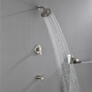 Tub and Shower Trim Kit with 8 Inches 6-mode Shower Head, Wall Mounted Rainfall Shower Combo Set with Diverter Tub Spout shower-faucet-set-complete-with-tub-spout-single-function-shower-trim-kit-with-9-inches-shower-head-rainfall-shower-combo-set-wall-mounted-shower-system 