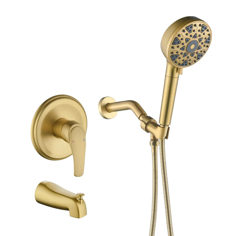 Tub and shower faucet kit with 7 functions 4.7-inch filtered hand shower valve included tub-and-shower-faucet-kit-with-7-functions-4-7-inch-filtered-hand-shower-valve-included Brushed Gold / Brass & SUS304 & ABS / 6.3*6.3*9.4 inches