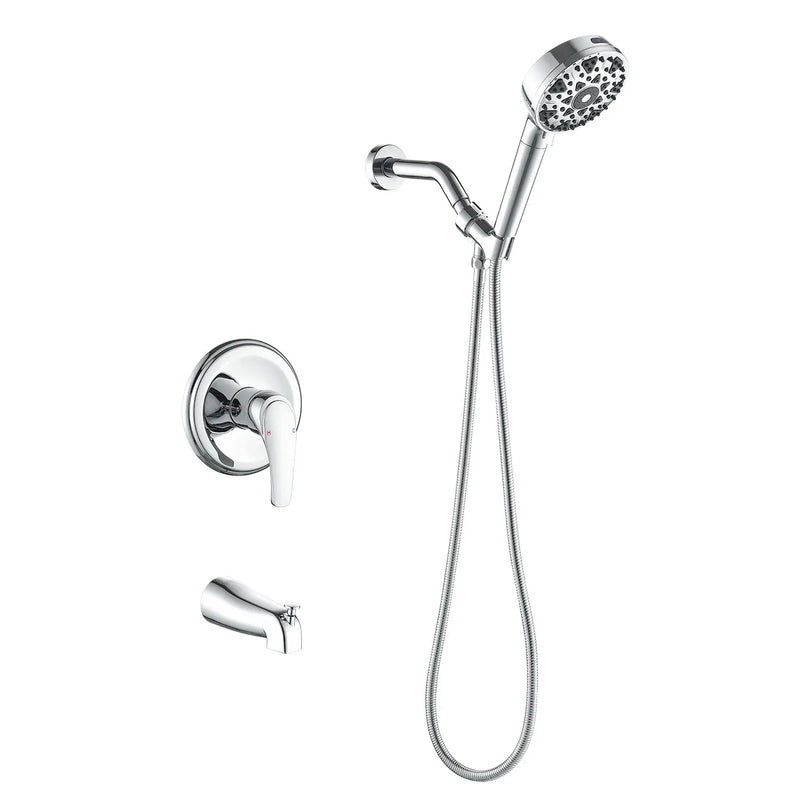 Tub and shower faucet kit with 7 functions 4.7-inch filtered hand shower valve included tub-and-shower-faucet-kit-with-7-functions-4-7-inch-filtered-hand-shower-valve-included Chrome / Brass & SUS304 & ABS / 6.3*6.3*9.4 inches