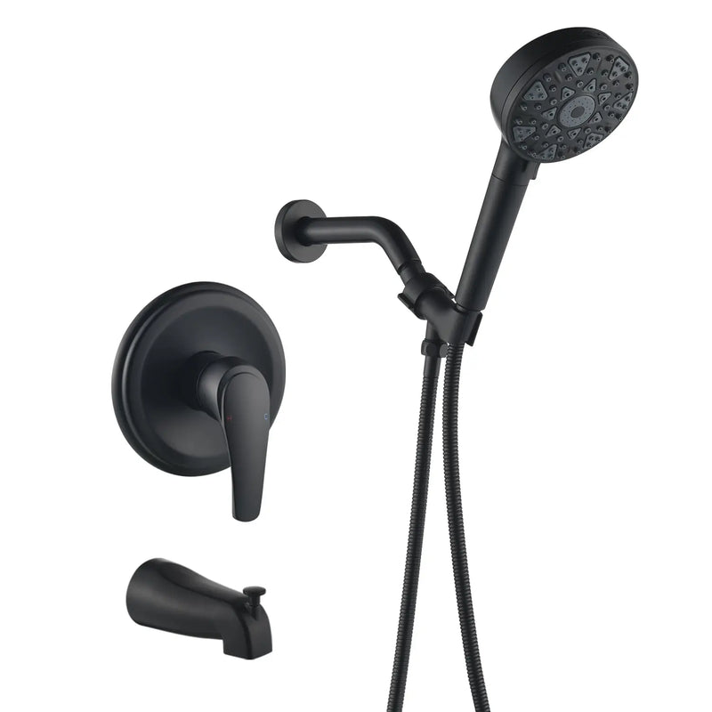Tub and shower faucet kit with 7 functions 4.7-inch filtered hand shower valve included tub-and-shower-faucet-kit-with-7-functions-4-7-inch-filtered-hand-shower-valve-included Matte Black / Brass & SUS304 & ABS / 6.3*6.3*9.4 inches