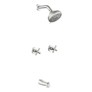 Two-Cross Handle Diverter Tub and Shower Set with ABS 10-Spray Head Shower two-cross-handle-diverter-tub-and-shower-set-with-abs-10-spray-head-shower Brushed Nickel / Brass & SUS304 & ABS / 17.3*10.1*5.4 inches