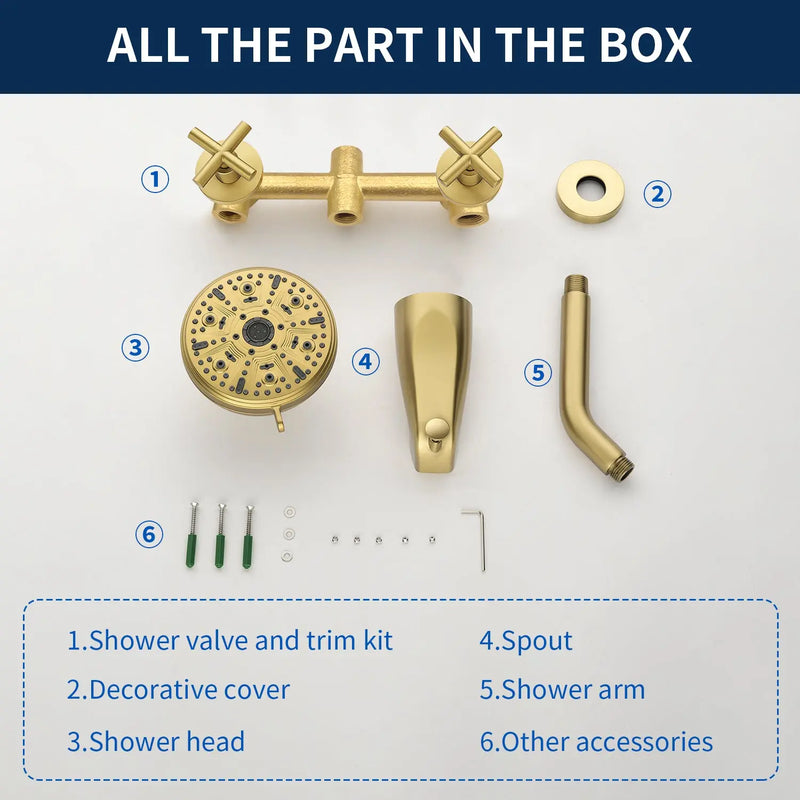 Two-Cross Handle Diverter Tub and Shower Set with ABS 10-Spray Head Shower two-cross-handle-diverter-tub-and-shower-set-with-abs-10-spray-head-shower 