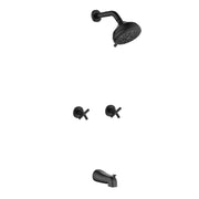 Two-Cross Handle Diverter Tub and Shower Set with ABS 10-Spray Head Shower two-cross-handle-diverter-tub-and-shower-set-with-abs-10-spray-head-shower Matte Black / Brass & SUS304 & ABS / 17.3*10.1*5.4 inches
