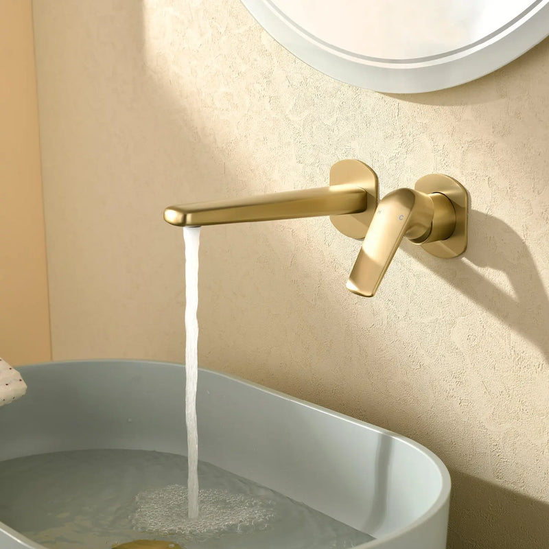 Two-Hole Wall Mount Faucet Vanity Brass Single Lever Washbasin Faucet with Hot Cold Water Mixer for Hotel Bathroom two-hole-wall-mount-faucet-vanity-brass-washbasin-faucet-with-hot-cold-water-mixer-for-hotel-bathroom 