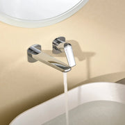 Two-Hole Wall Mount Faucet Vanity Brass Single Lever Washbasin Faucet with Hot Cold Water Mixer for Hotel Bathroom two-hole-wall-mount-faucet-vanity-brass-washbasin-faucet-with-hot-cold-water-mixer-for-hotel-bathroom 