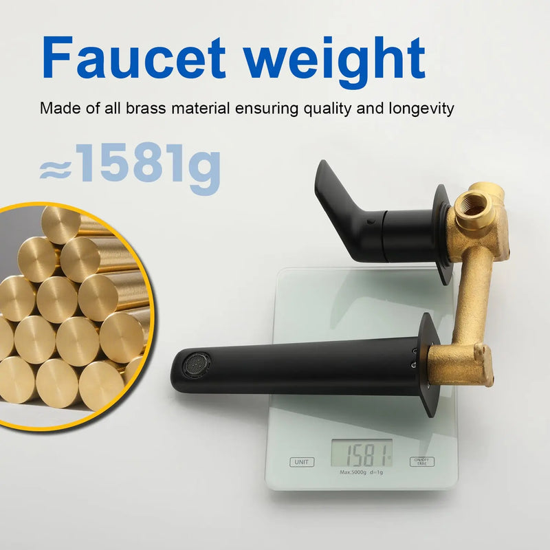Two-Hole Wall Mount Faucet Vanity Brass Single Lever Washbasin Faucet with Hot Cold Water Mixer for Hotel Bathroom two-hole-wall-mount-faucet-vanity-brass-washbasin-faucet-with-hot-cold-water-mixer-for-hotel-bathroom 