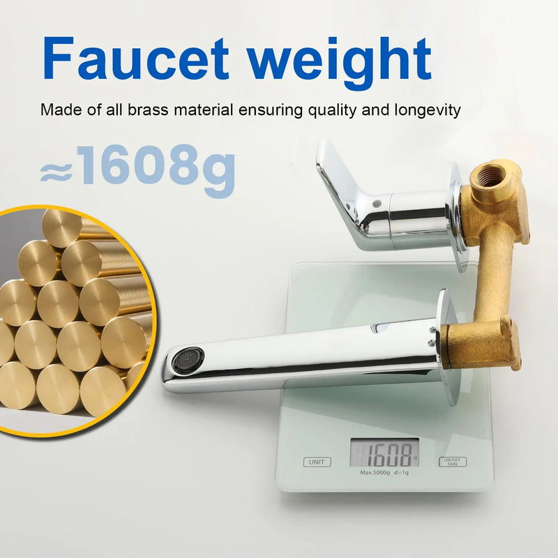 Two-Hole Wall Mount Faucet Vanity Brass Single Lever Washbasin Faucet with Hot Cold Water Mixer for Hotel Bathroom two-hole-wall-mount-faucet-vanity-brass-washbasin-faucet-with-hot-cold-water-mixer-for-hotel-bathroom 