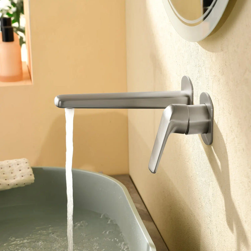 Two-Hole Wall Mount Faucet Vanity Brass Single Lever Washbasin Faucet with Hot Cold Water Mixer for Hotel Bathroom two-hole-wall-mount-faucet-vanity-brass-washbasin-faucet-with-hot-cold-water-mixer-for-hotel-bathroom 