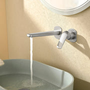 Two-Hole Wall Mount Faucet Vanity Brass Single Lever Washbasin Faucet with Hot Cold Water Mixer for Hotel Bathroom two-hole-wall-mount-faucet-vanity-brass-washbasin-faucet-with-hot-cold-water-mixer-for-hotel-bathroom Brushed Nickel / Brass / 11*8.3*3.7inches