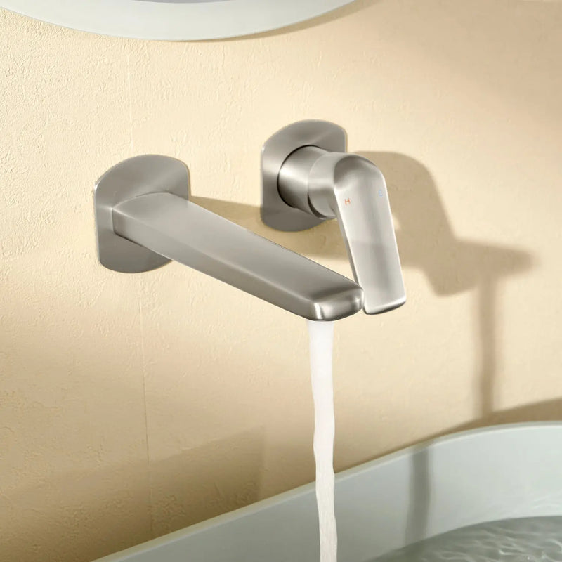 Two-Hole Wall Mount Faucet Vanity Brass Single Lever Washbasin Faucet with Hot Cold Water Mixer for Hotel Bathroom two-hole-wall-mount-faucet-vanity-brass-washbasin-faucet-with-hot-cold-water-mixer-for-hotel-bathroom 