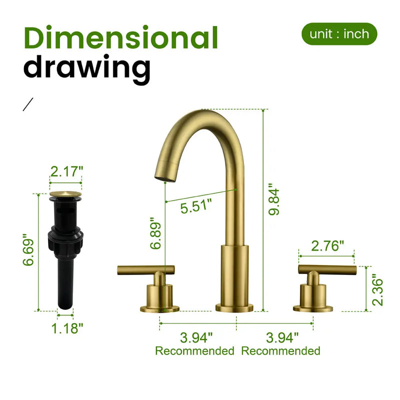 Two Handle High Arc Widespread Bathroom Sink Faucet 3 Hole with Pop-Up Drain and Water Supply Lines two-handle-high-arc-widespread-bathroom-sink-faucet-3-hole-with-pop-up-drain-and-water-supply-lines 