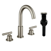 Two Handle High Arc Widespread Bathroom Sink Faucet 3 Hole with Pop-Up Drain and Water Supply Lines two-handle-high-arc-widespread-bathroom-sink-faucet-3-hole-with-pop-up-drain-and-water-supply-lines Brushed Nickel / Brass & Stainless Steel