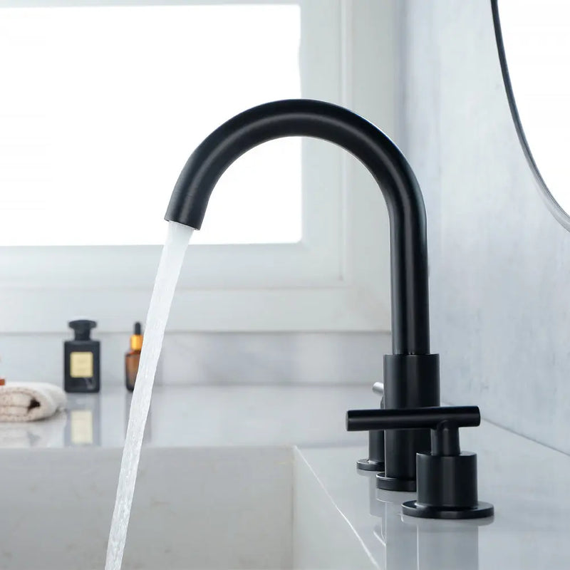 Two Handle High Arc Widespread Bathroom Sink Faucet 3 Hole with Pop-Up Drain and Water Supply Lines two-handle-high-arc-widespread-bathroom-sink-faucet-3-hole-with-pop-up-drain-and-water-supply-lines 