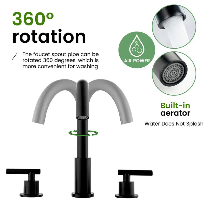 Two Handle High Arc Widespread Bathroom Sink Faucet 3 Hole with Pop-Up Drain and Water Supply Lines two-handle-high-arc-widespread-bathroom-sink-faucet-3-hole-with-pop-up-drain-and-water-supply-lines 