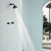 Two Handle Shower Faucet with 5 Inch Square 5-Spray Shower Head in Matte Black, Brushed Nickel, Brushed Gold two-handle-shower-faucet-with-5-inch-square-6-spray-shower-head-in-matte-black-brushed-nickel-brushed-gold Matte Black / Brass & SUS304 & ABS / 16*9*6 inches