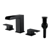 Two Handle Widespread Lavatory with Pop Up Drain Stopper in Brushed Gold| Brushed Nickel| Matte Black two-handle-widespread-lavatory-with-pop-up-drain-stopper-in-brushed-gold Matte Black / Brass / 15.7*11*3.3inches