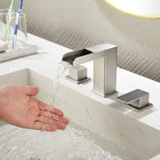 Two Handle Widespread Lavatory with Pop Up Drain Stopper in Brushed Gold| Brushed Nickel| Matte Black two-handle-widespread-lavatory-with-pop-up-drain-stopper-in-brushed-gold 