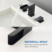 Two Handle Widespread Lavatory with Pop Up Drain Stopper in Brushed Gold| Brushed Nickel| Matte Black two-handle-widespread-lavatory-with-pop-up-drain-stopper-in-brushed-gold 