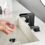 Two Handle Widespread Lavatory with Pop Up Drain Stopper in Brushed Gold| Brushed Nickel| Matte Black two-handle-widespread-lavatory-with-pop-up-drain-stopper-in-brushed-gold 