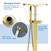 Two Water Modes freestanding tub faucet with handheld sprayer and 360° Swivel Spout two-water-modes-freestanding-tub-faucet-with-handheld-sprayer-and-360-swivel-spout 