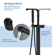 Two Water Modes freestanding tub faucet with handheld sprayer and 360° Swivel Spout two-water-modes-freestanding-tub-faucet-with-handheld-sprayer-and-360-swivel-spout 