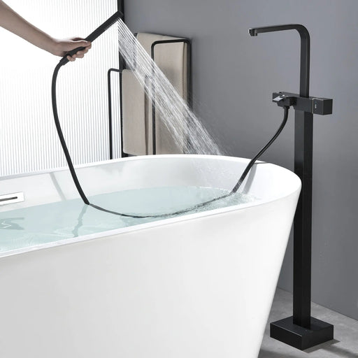 Two Water Modes freestanding tub faucet with handheld sprayer and 360° Swivel Spout two-water-modes-freestanding-tub-faucet-with-handheld-sprayer-and-360-swivel-spout 