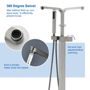 Two Water Modes freestanding tub faucet with handheld sprayer and 360° Swivel Spout two-water-modes-freestanding-tub-faucet-with-handheld-sprayer-and-360-swivel-spout 