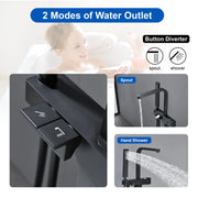 Two Water Modes freestanding tub faucet with handheld sprayer and 360° Swivel Spout two-water-modes-freestanding-tub-faucet-with-handheld-sprayer-and-360-swivel-spout 