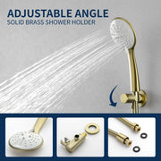 Two way Bathroom Shower Faucet Set with 10 inch Round ultra slim shower head & 5-Spray Hand Shower - Brushed Gold, Brushed Nickel, Matte Black shamanda-10-inch-shower-system-brushed-gold 