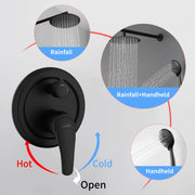 Two way Bathroom Shower Faucet Set with 10 inch Round ultra slim shower head & 5-Spray Hand Shower - Brushed Gold, Brushed Nickel, Matte Black shamanda-10-inch-shower-system-brushed-gold 