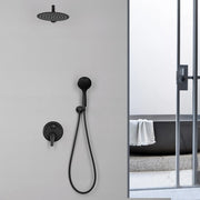 Two way Bathroom Shower Faucet Set with 10 inch Round ultra slim shower head & 5-Spray Hand Shower - Brushed Gold, Brushed Nickel, Matte Black shamanda-10-inch-shower-system-brushed-gold 