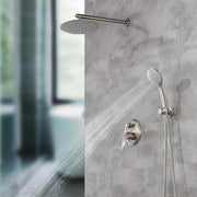 Two way Bathroom Shower Faucet Set with 10 inch Round ultra slim shower head & 5-Spray Hand Shower - Brushed Gold, Brushed Nickel, Matte Black shamanda-10-inch-shower-system-brushed-gold 