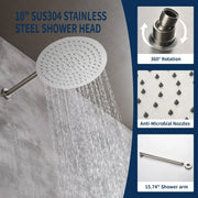 Two way Bathroom Shower Faucet Set with 10 inch Round ultra slim shower head & 5-Spray Hand Shower - Brushed Gold, Brushed Nickel, Matte Black shamanda-10-inch-shower-system-brushed-gold 
