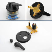 Two way Bathroom Shower Faucet Set with 10 inch Round ultra slim shower head & 5-Spray Hand Shower - Brushed Gold, Brushed Nickel, Matte Black shamanda-10-inch-shower-system-brushed-gold 