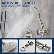 Two way Bathroom Shower Faucet Set with 10 inch Round ultra slim shower head & 5-Spray Hand Shower - Brushed Gold, Brushed Nickel, Matte Black shamanda-10-inch-shower-system-brushed-gold 