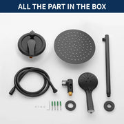 Two way Bathroom Shower Faucet Set with 10 inch Round ultra slim shower head & 5-Spray Hand Shower - Brushed Gold, Brushed Nickel, Matte Black shamanda-10-inch-shower-system-brushed-gold 